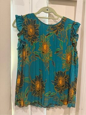 DR2 Teal Dress with Mustard Floral Print